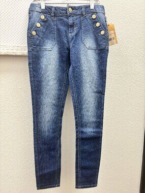 NWT Red Camel Girls Size 12 Skinny Stretch Jeans Sailor Button Denim